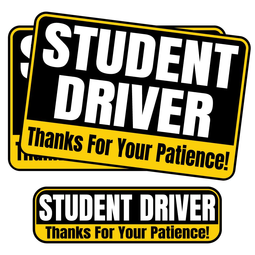 Student Driver “Thanks For Your Patience” Magnets | Black & Yellow Combo Pack