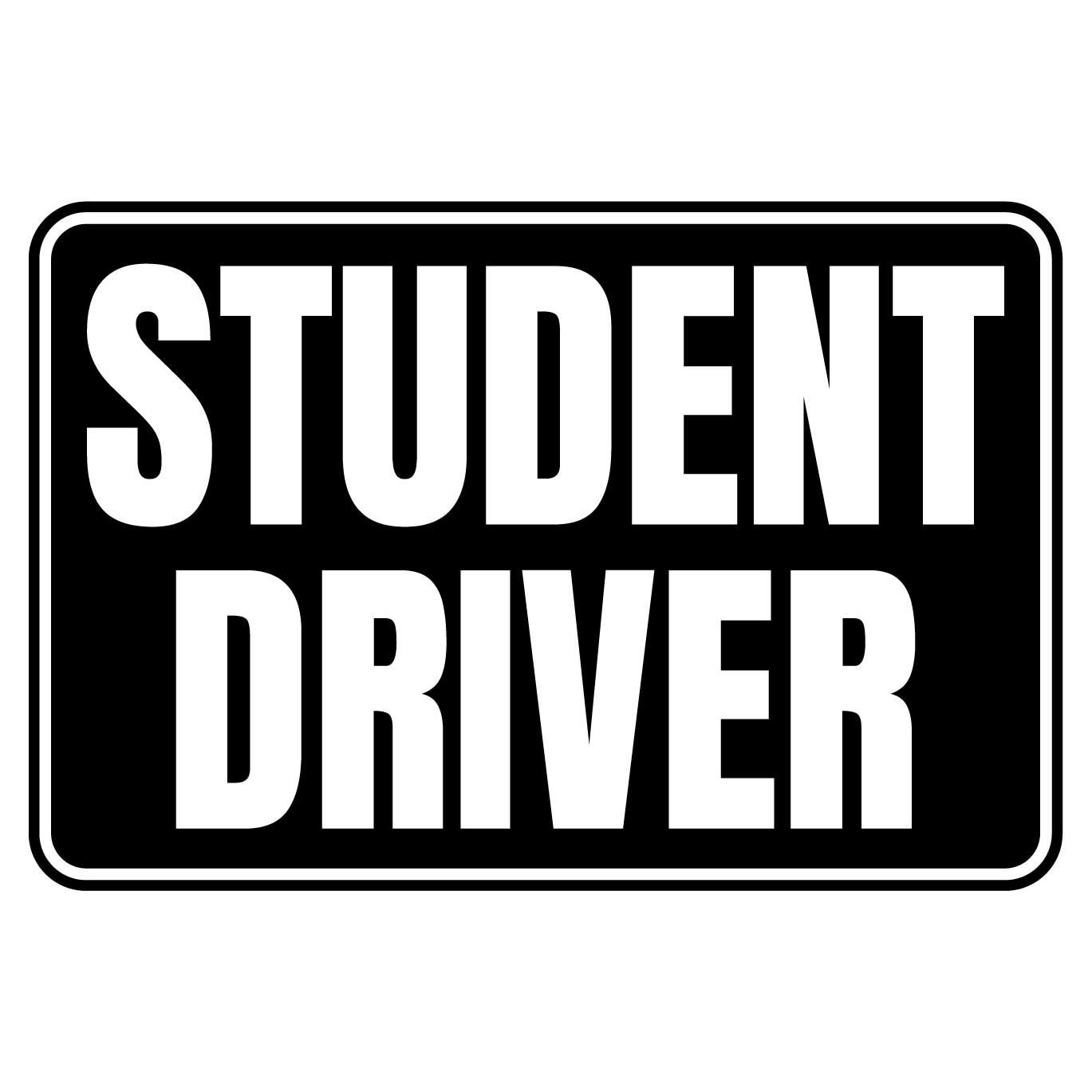 Student Driver Magnet - Black/White