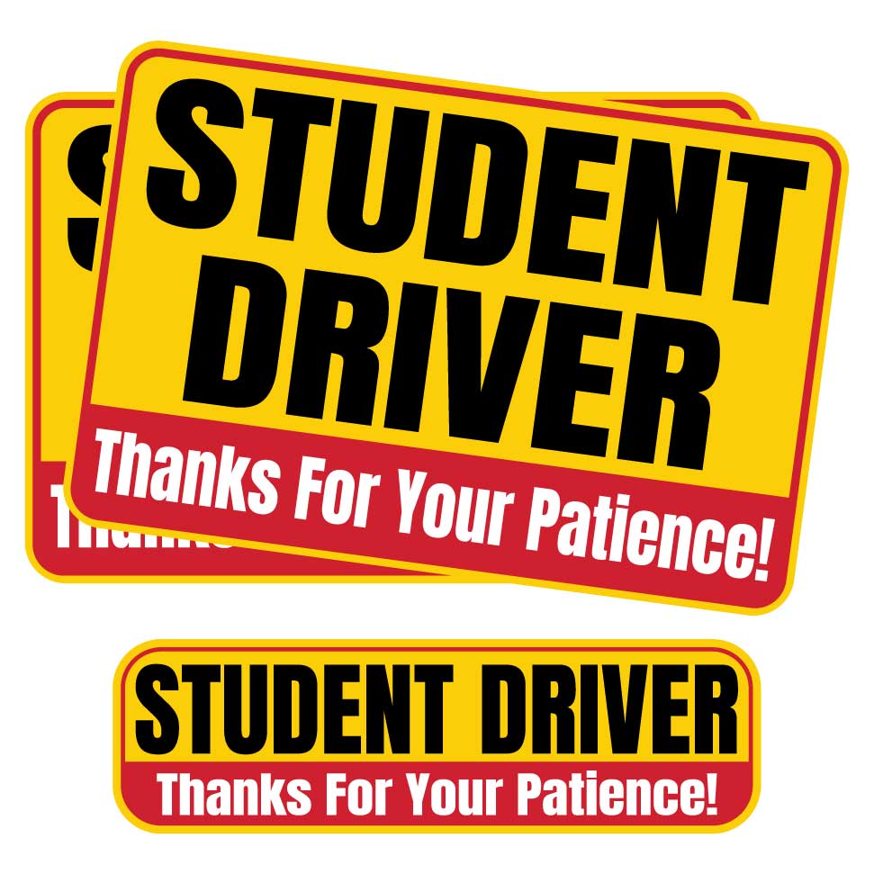 Student Driver “Thanks For Your Patience” Magnets | Combo Pack | Yellow Black & Red