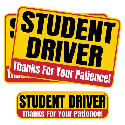 Student Driver “Thanks For Your Patience” Magnets | Combo Pack | Yellow Black & Red