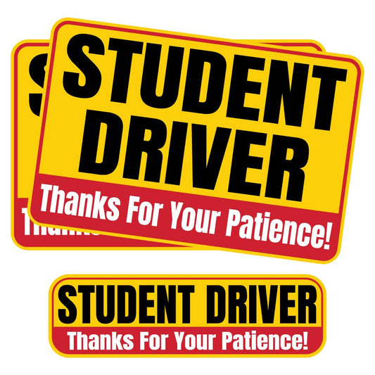 Student Driver “Thanks For Your Patience” Magnets | Combo Pack | Yellow Black & Red