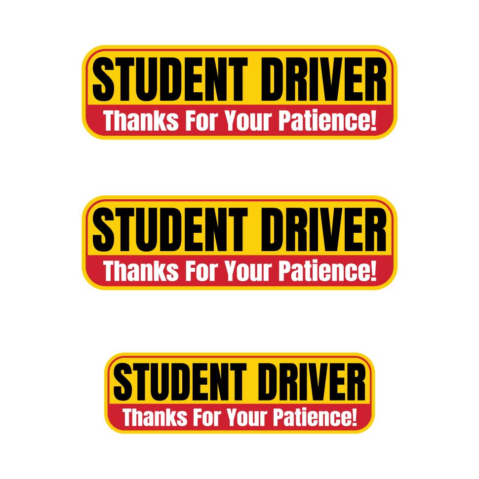 Student Driver “Thanks For Your Patience” Magnets | Combo Pack | Yellow Black & Red