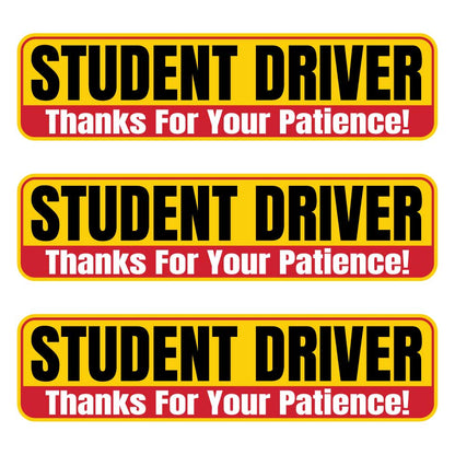 Student Driver “Thanks For Your Patience” Magnets | Combo Pack | Yellow Black & Red