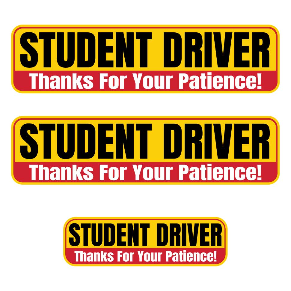 Student Driver “Thanks For Your Patience” Magnets | Combo Pack | Yellow Black & Red