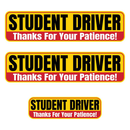 Student Driver “Thanks For Your Patience” Magnets | Combo Pack | Yellow Black & Red