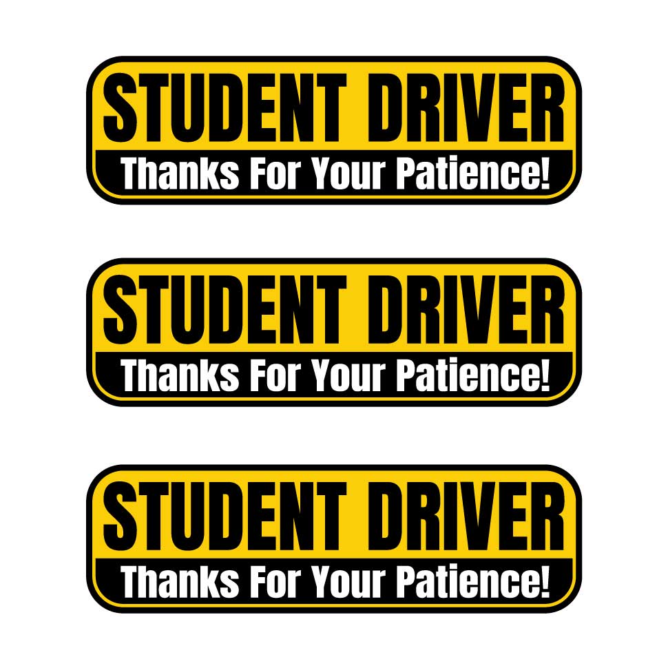 Student Driver “Thanks For Your Patience” Magnets | Yellow & Black Combo Pack