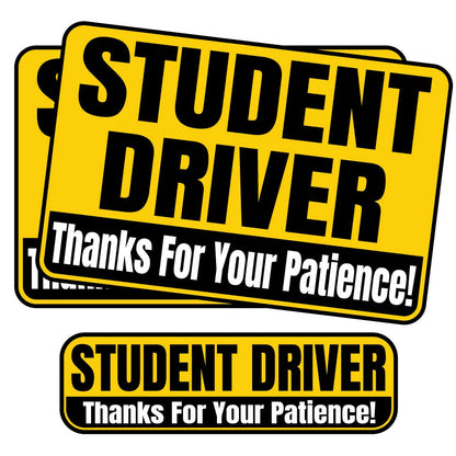 Student Driver “Thanks For Your Patience” Magnets | Yellow & Black Combo Pack