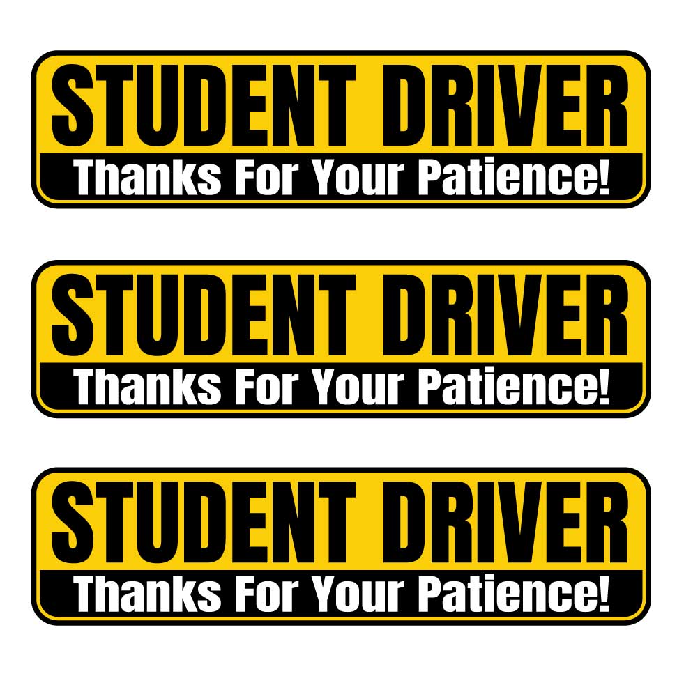 Student Driver “Thanks For Your Patience” Magnets | Yellow & Black Combo Pack