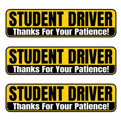 Student Driver “Thanks For Your Patience” Magnets | Yellow & Black Combo Pack