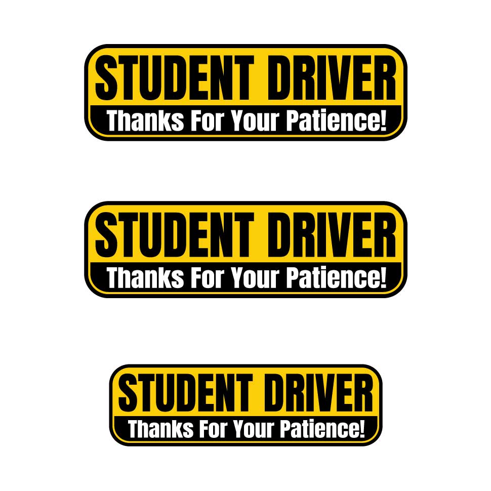 Student Driver “Thanks For Your Patience” Magnets | Yellow & Black Combo Pack