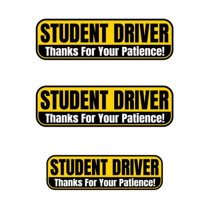 Student Driver “Thanks For Your Patience” Magnets | Yellow & Black Combo Pack