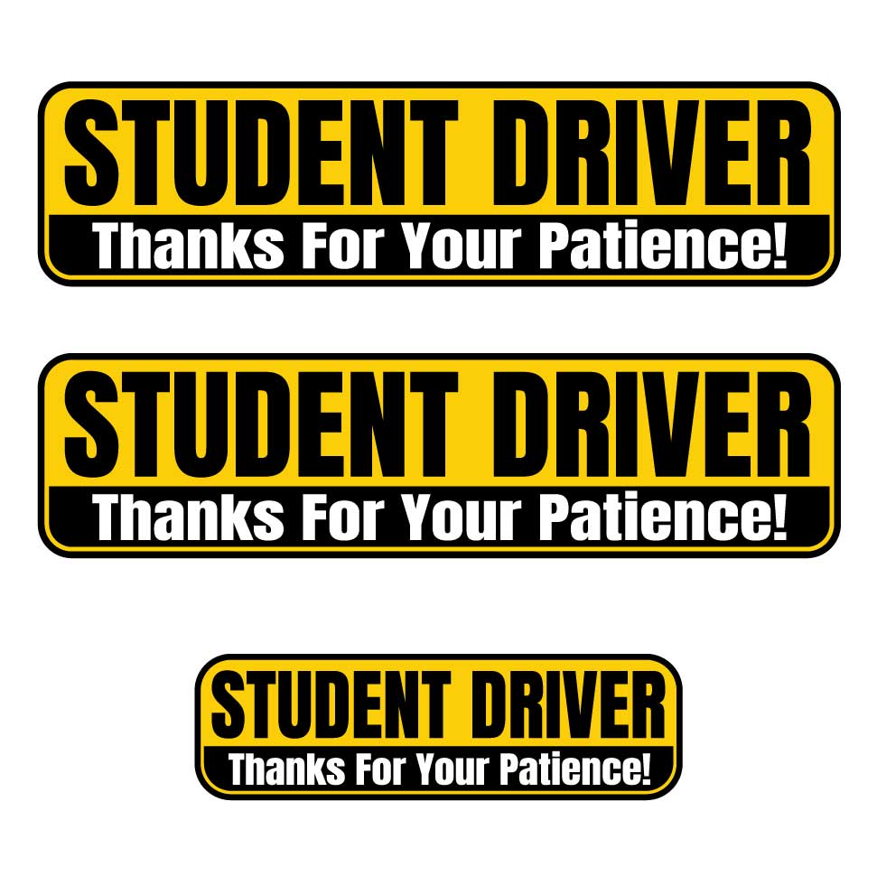 Student Driver “Thanks For Your Patience” Magnets | Yellow & Black Combo Pack