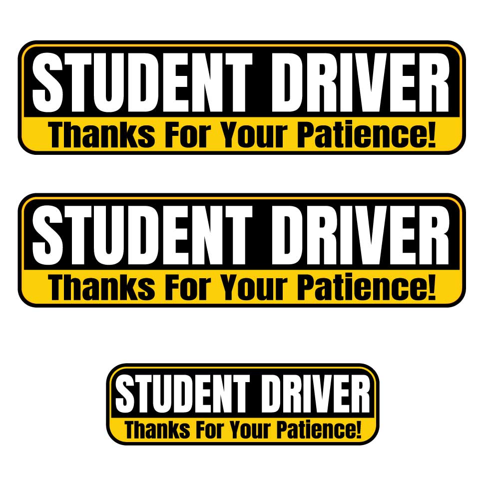 Student Driver “Thanks For Your Patience” Magnets | Black & Yellow Combo Pack
