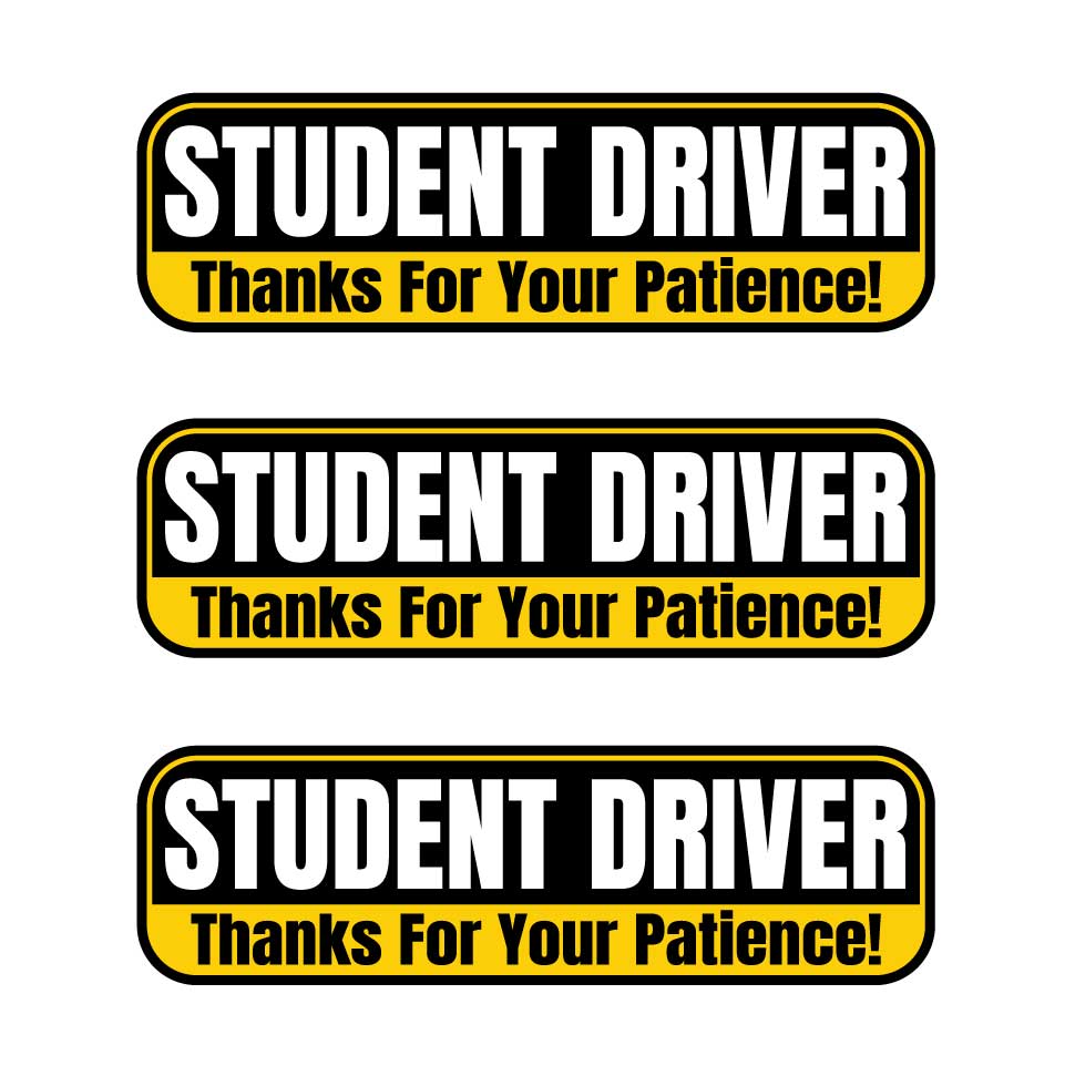 Student Driver “Thanks For Your Patience” Magnets | Black & Yellow Combo Pack