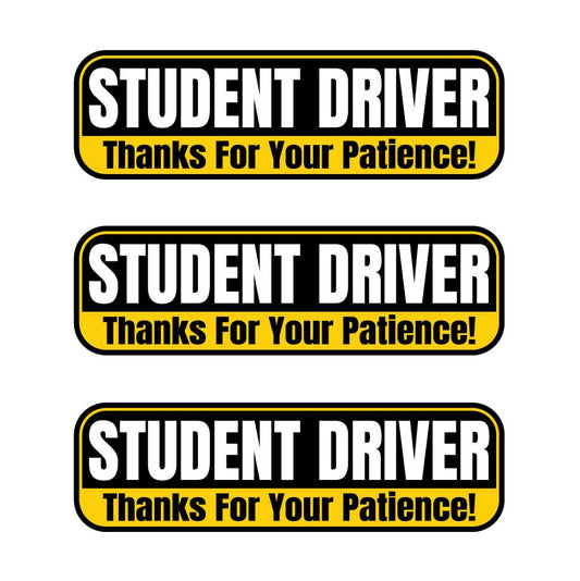 Student Driver “Thanks For Your Patience” Magnets | Black & Yellow Combo Pack