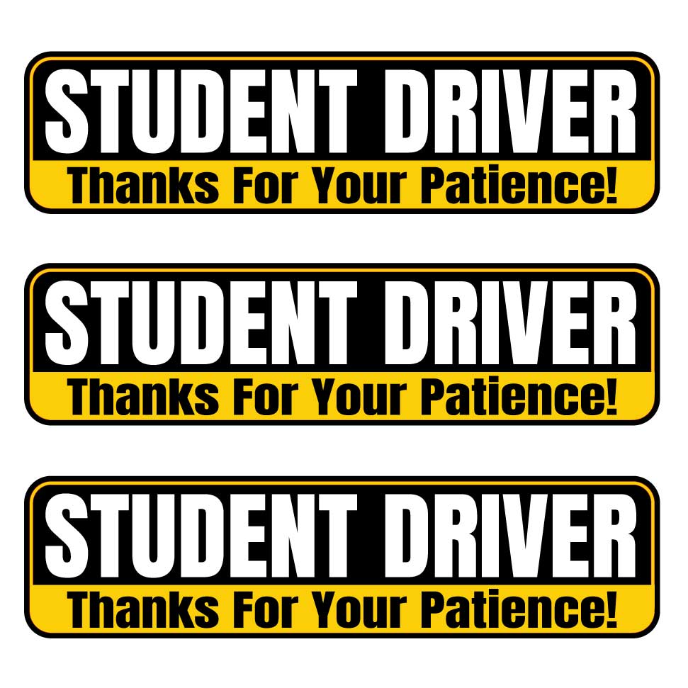 Student Driver “Thanks For Your Patience” Magnets | Black & Yellow Combo Pack