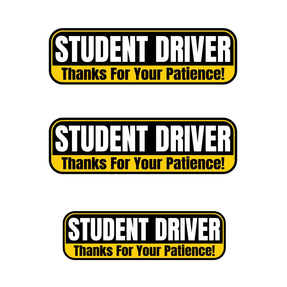 Student Driver “Thanks For Your Patience” Magnets | Black & Yellow Combo Pack