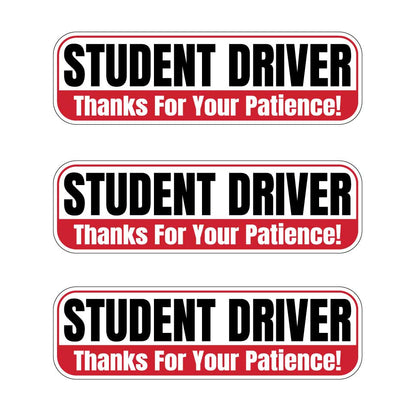 Student Driver “Thanks For Your Patience” Magnets | Red, Black & White Combo Pack