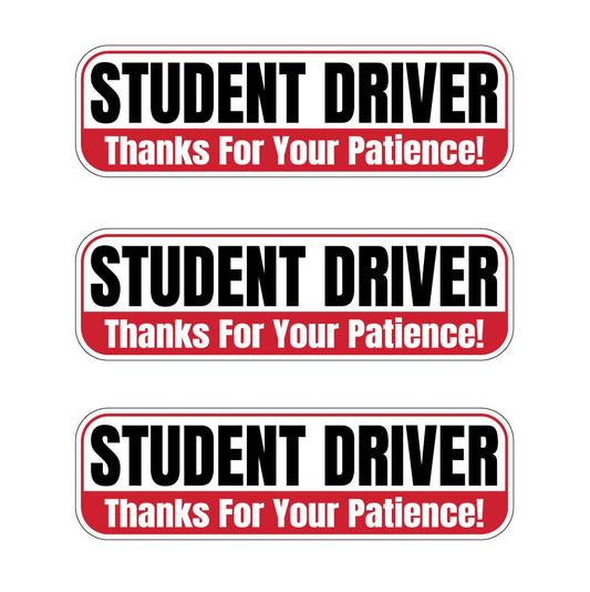 Student Driver “Thanks For Your Patience” Magnets | Red, Black & White Combo Pack
