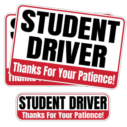 Student Driver “Thanks For Your Patience” Magnets | Red, Black & White Combo Pack