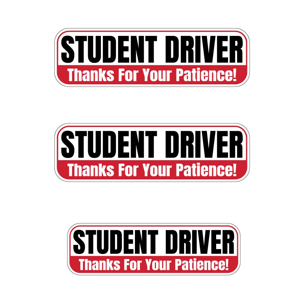Student Driver “Thanks For Your Patience” Magnets | Red, Black & White Combo Pack