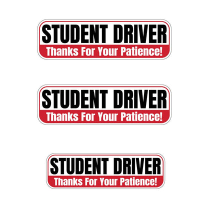 Student Driver “Thanks For Your Patience” Magnets | Red, Black & White Combo Pack