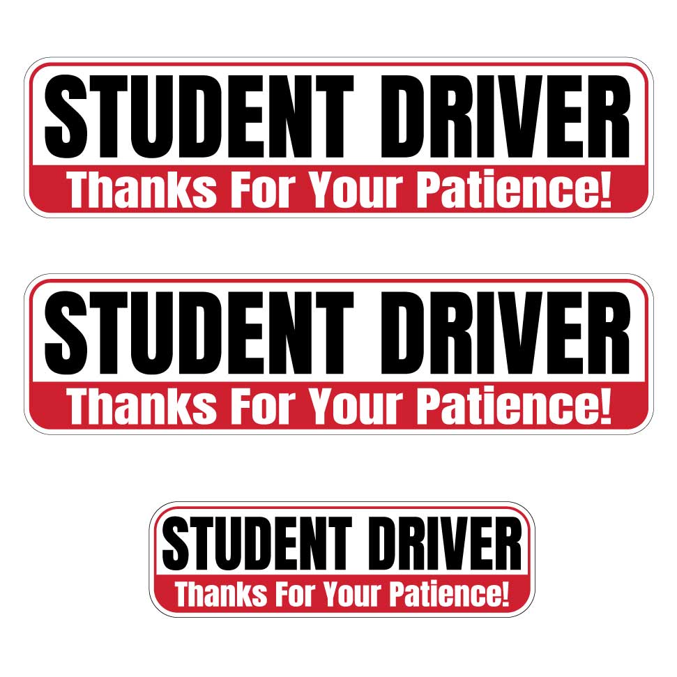 Student Driver “Thanks For Your Patience” Magnets | Red, Black & White Combo Pack