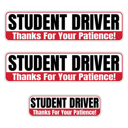 Student Driver “Thanks For Your Patience” Magnets | Red, Black & White Combo Pack