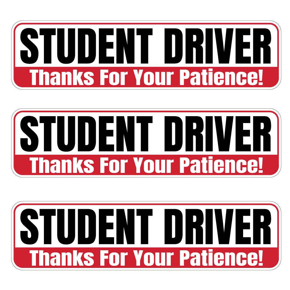 Student Driver “Thanks For Your Patience” Magnets | Red, Black & White Combo Pack
