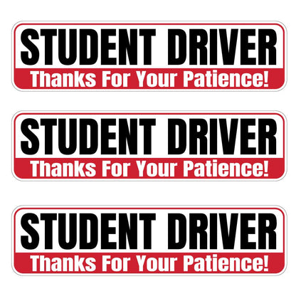 Student Driver “Thanks For Your Patience” Magnets | Red, Black & White Combo Pack