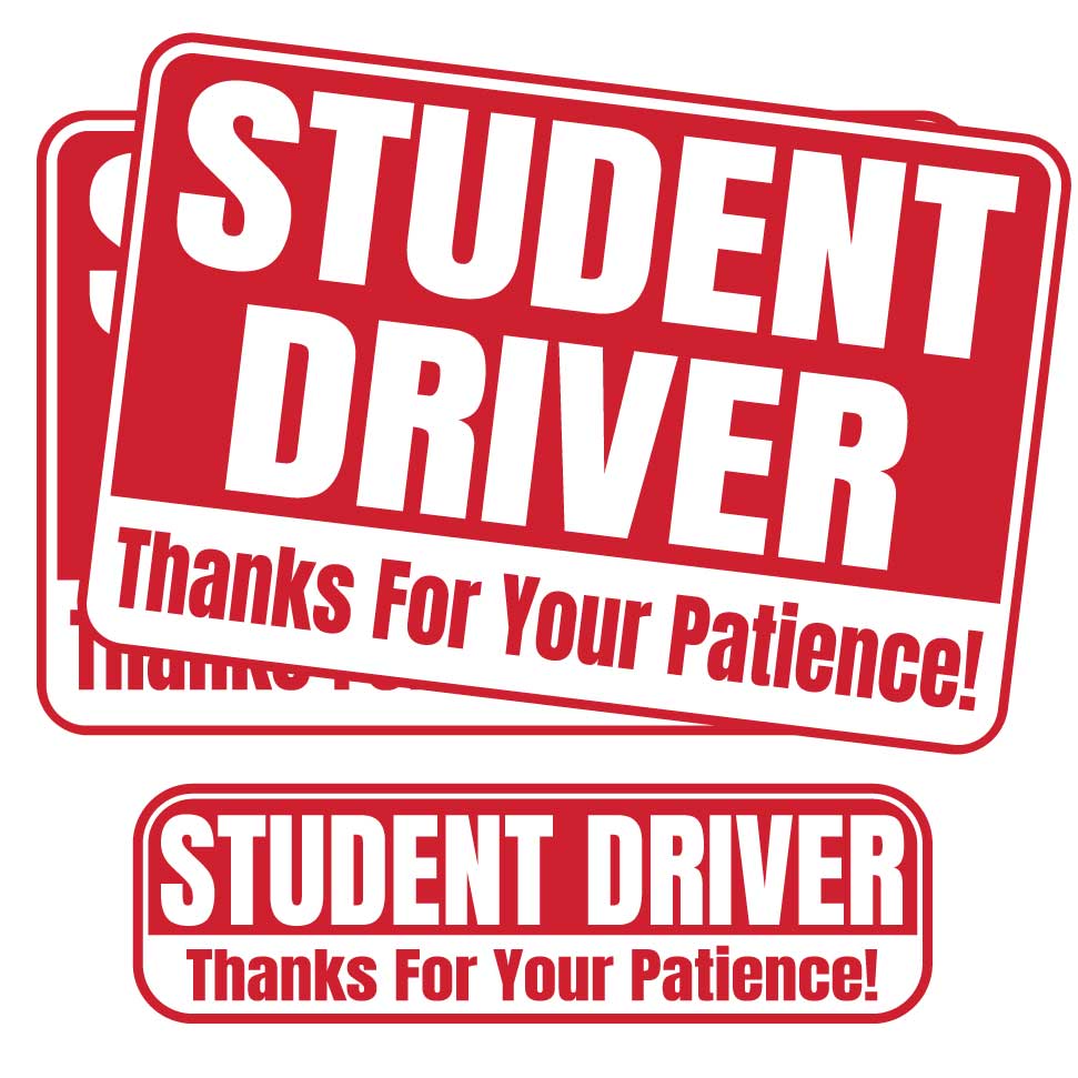 Red & White Student Driver Magnets | Thanks For Your Patience Combo Packs
