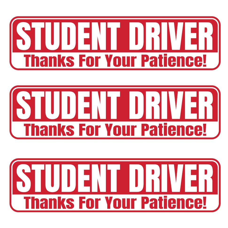 Red & White Student Driver Magnets | Thanks For Your Patience Combo Packs