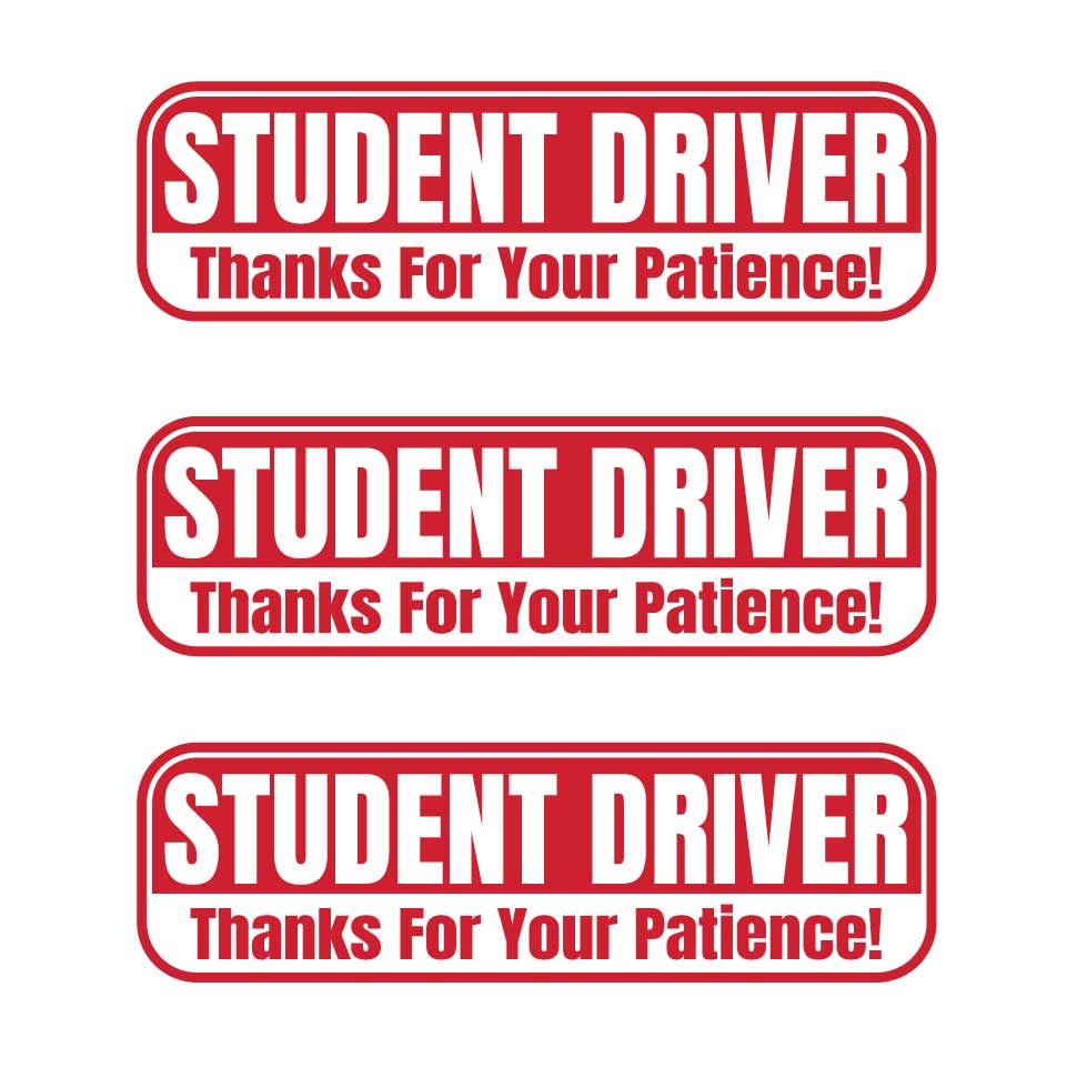 Red & White Student Driver Magnets | Thanks For Your Patience Combo Packs