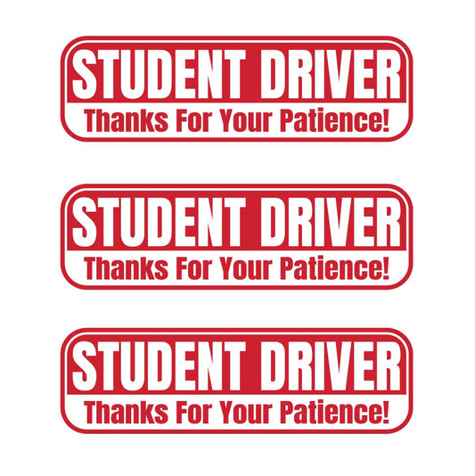 Red & White Student Driver Magnets | Thanks For Your Patience Combo Packs