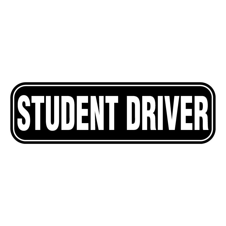 Student Driver magnetic sign black and white design