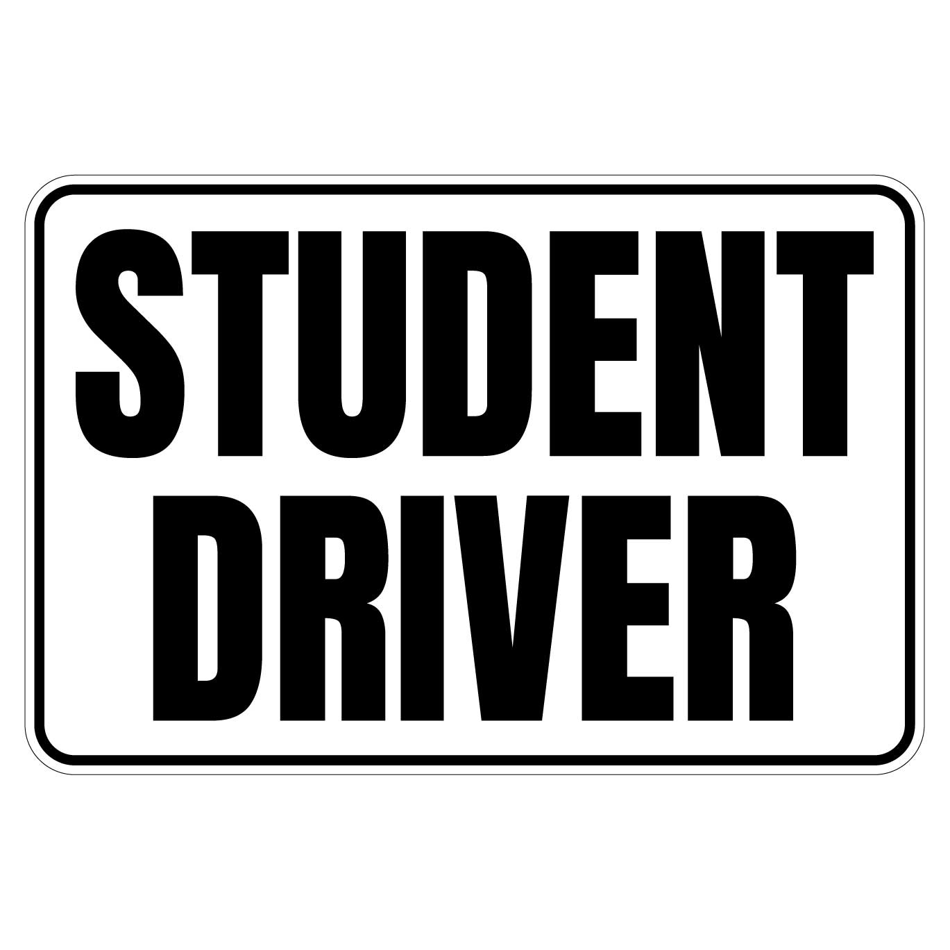 Student Driver Magnetic Sign - White & Black