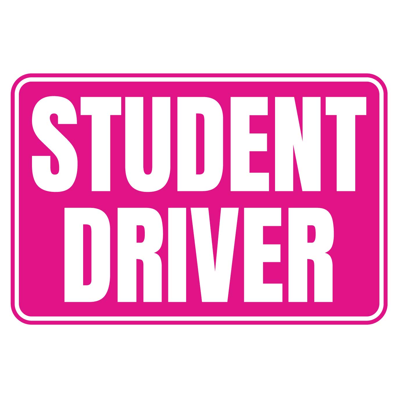 Student Driver Magnetic Sign - Pink & White