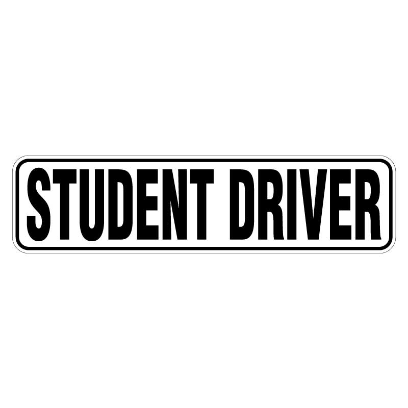 Student Driver Magnetic Sign - White & Black